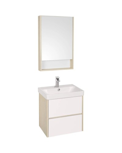 Комплект мебели белый глянец/дуб верона 55 см Акватон Сканди 1A251701SDB20 + 1WH501620 + 1A252102SDB20