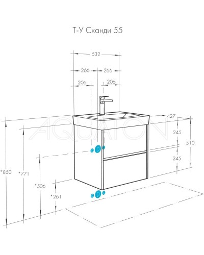 Комплект мебели белый глянец/дуб верона 55 см Акватон Сканди 1A251701SDB20 + 1WH501620 + 1A252102SDB20
