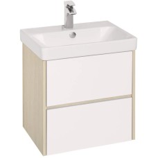 Комплект мебели белый глянец/дуб верона 55 см Акватон Сканди 1A251701SDB20 + 1WH501620 + 1A252102SDB20