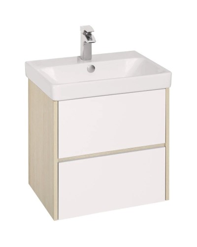 Комплект мебели белый глянец/дуб верона 55 см Акватон Сканди 1A251701SDB20 + 1WH501620 + 1A252102SDB20