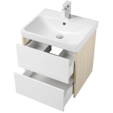 Комплект мебели белый глянец/дуб верона 55 см Акватон Сканди 1A251701SDB20 + 1WH501620 + 1A252102SDB20