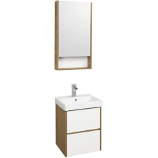 Комплект мебели белый глянец/дуб рустикальный 45 см Акватон Сканди 1A251601SDZ90 + 1WH501630 + 1A252002SDZ90