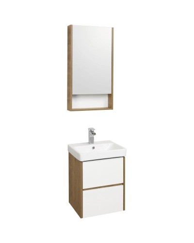 Комплект мебели белый глянец/дуб рустикальный 45 см Акватон Сканди 1A251601SDZ90 + 1WH501630 + 1A252002SDZ90