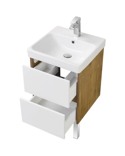 Комплект мебели белый глянец/дуб рустикальный 45 см Акватон Сканди 1A251601SDZ90 + 1WH501630 + 1A252002SDZ90