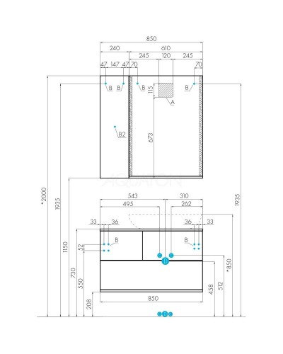Комплект мебели дуб кантри/антрацит 85 см Акватон Терра 1A247201TEKA0 + 732700B000 + 1A247302TEDY0