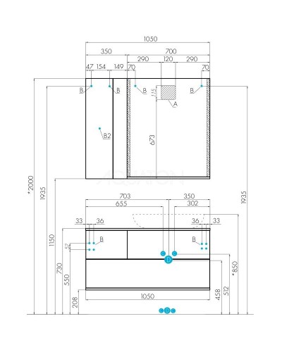 Комплект мебели дуб кантри/антрацит 105 см Акватон Терра 1A246901TEKA0 + 732700B000 + 1A247002TEDY0