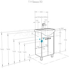 Комплект мебели белый глянец/дуб сомерсет 50,5 см Акватон Бекка 1A210801BAC20 + 1WH207781 + 1A214202BAC20