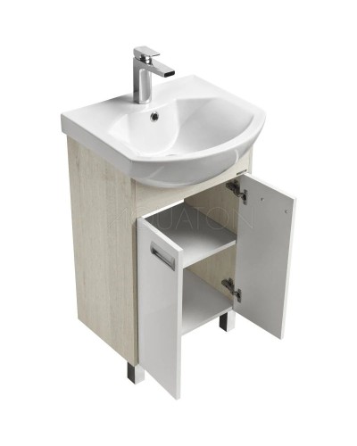 Комплект мебели белый глянец/дуб сомерсет 50,5 см Акватон Бекка 1A210801BAC20 + 1WH207781 + 1A214502BAC20