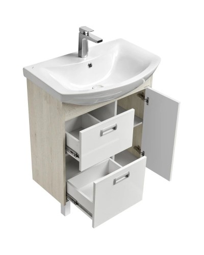 Комплект мебели белый глянец/дуб сомерсет 71,5 см Акватон Бекка 1A208701BAC20 + 1WH207776 + 1A214402BAC20