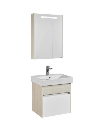 Комплект мебели белый глянец/ясень фабрик 60 см Акватон Верди 1A206701VDAV0 + 1WH302186 + 1A206902VDAV0