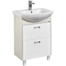 Комплект мебели белый глянец/дуб сомерсет 61 см Акватон Бекка 1A196601BAC20 + 1WH110246 + 1A214302BAC20