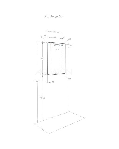 Комплект мебели белый глянец/ясень фабрик 50 см Акватон Верди 1A195901VDAV0 + 1WH302184 + 1A195802VDAV0