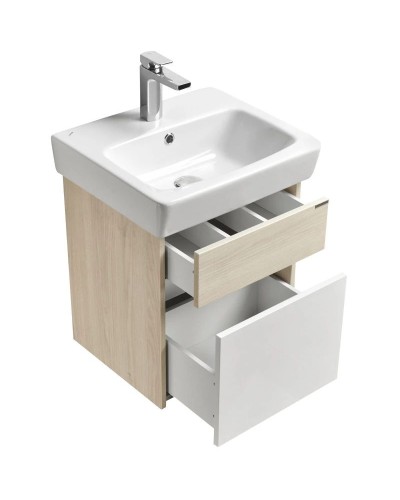 Комплект мебели белый глянец/ясень фабрик 50 см Акватон Верди 1A195901VDAV0 + 1WH302184 + 1A195802VDAV0