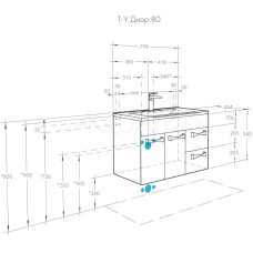Комплект мебели белый глянец 80,2 см Акватон Диор 1A167801DR010 + 1A722931AG010 + 1A168002DR01R