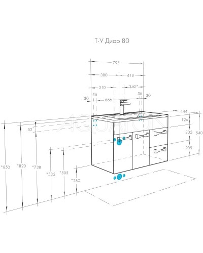 Комплект мебели белый глянец 80,2 см Акватон Диор 1A167801DR010 + 1A722931AG010 + 1A168002DR01R