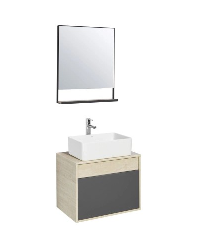 Комплект мебели серый графит/дуб орегон 65 см Акватон Лофт Урбан 1A254001LQX60 + 732700B000 + 1A254102LQX50