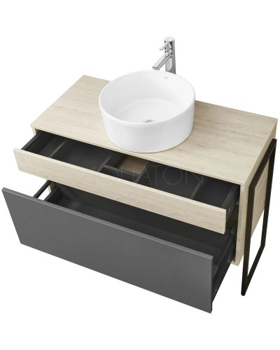 Комплект мебели серый графит/дуб орегон 100 см Акватон Лофт Урбан 1A247701LQX60 + 732700C000 + 1A248002LQX50