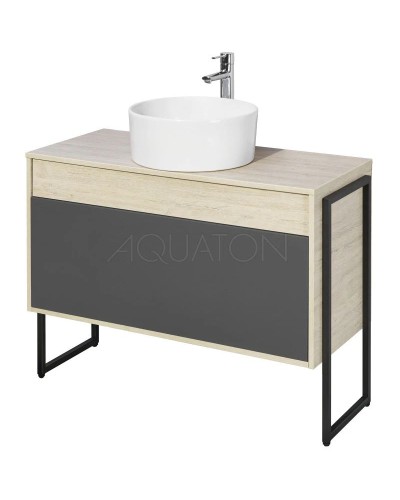 Комплект мебели серый графит/дуб орегон 100 см Акватон Лофт Урбан 1A247701LQX60 + 732700C000 + 1A248002LQX50