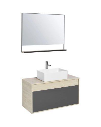 Комплект мебели серый графит/дуб орегон 100 см Акватон Лофт Урбан 1A247701LQX60 + 732700B000 + 1A248002LQX50