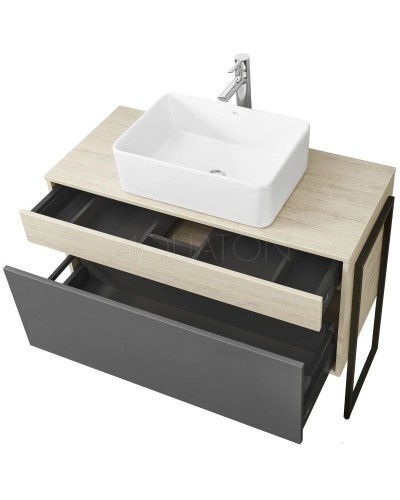 Комплект мебели серый графит/дуб орегон 100 см Акватон Лофт Урбан 1A247701LQX60 + 732700B000 + 1A248002LQX50