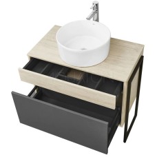 Комплект мебели серый графит/дуб орегон 80 см Акватон Лофт Урбан 1A247601LQX60 + 732700C000 + 1A247902LQX50