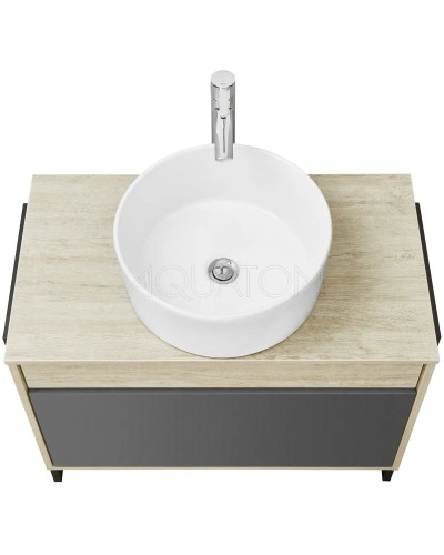 Комплект мебели серый графит/дуб орегон 80 см Акватон Лофт Урбан 1A247601LQX60 + 732700C000 + 1A247902LQX50