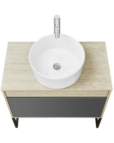 Комплект мебели серый графит/дуб орегон 80 см Акватон Лофт Урбан 1A247601LQX60 + 732700C000 + 1A247902LQX50