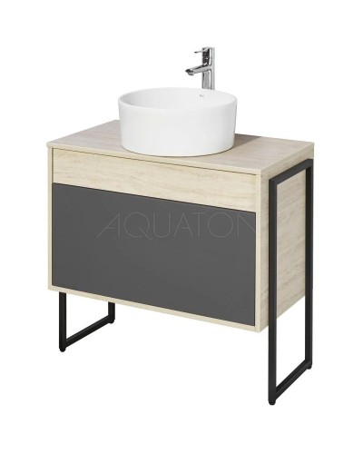 Комплект мебели серый графит/дуб орегон 80 см Акватон Лофт Урбан 1A247601LQX60 + 732700C000 + 1A247902LQX50