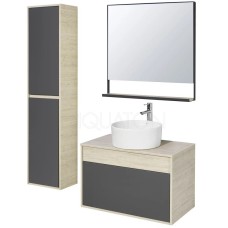 Комплект мебели серый графит/дуб орегон 80 см Акватон Лофт Урбан 1A247601LQX60 + 732700C000 + 1A247902LQX50