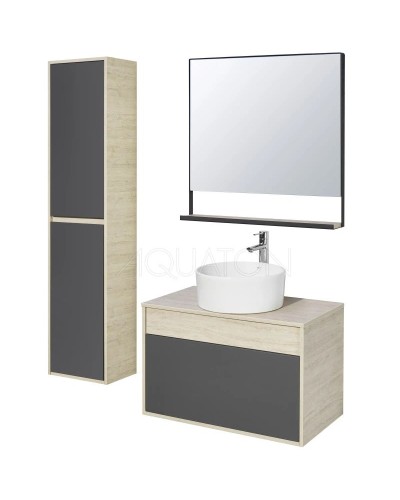 Комплект мебели серый графит/дуб орегон 80 см Акватон Лофт Урбан 1A247601LQX60 + 732700C000 + 1A247902LQX50