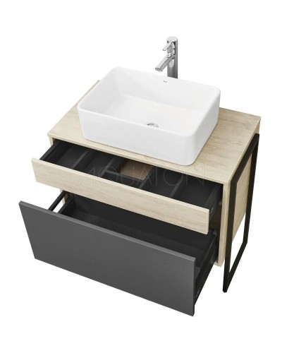 Комплект мебели серый графит/дуб орегон 80 см Акватон Лофт Урбан 1A247601LQX60 + 732700B000 + 1A247902LQX50