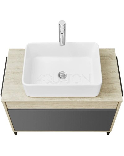 Комплект мебели серый графит/дуб орегон 80 см Акватон Лофт Урбан 1A247601LQX60 + 732700B000 + 1A247902LQX50