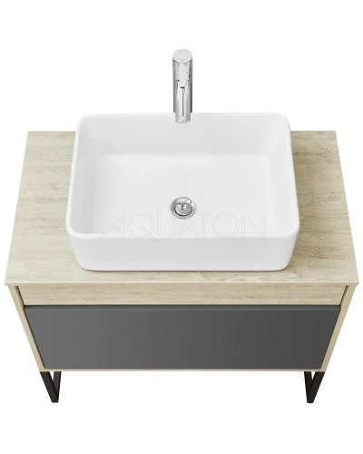 Комплект мебели серый графит/дуб орегон 80 см Акватон Лофт Урбан 1A247601LQX60 + 732700B000 + 1A247902LQX50