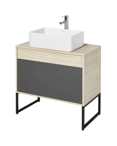 Комплект мебели серый графит/дуб орегон 80 см Акватон Лофт Урбан 1A247601LQX60 + 732700B000 + 1A247902LQX50