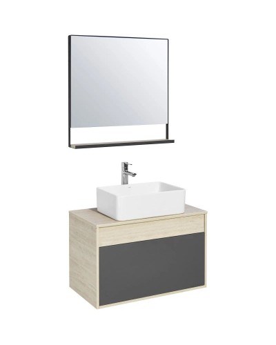 Комплект мебели серый графит/дуб орегон 80 см Акватон Лофт Урбан 1A247601LQX60 + 732700B000 + 1A247902LQX50