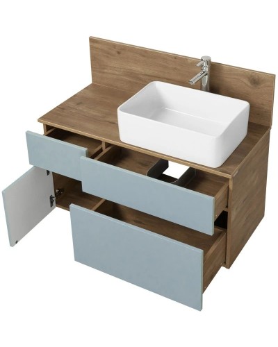 Комплект мебели дуб рустикальный/фьорд 100 см Акватон Мишель 1A256901MIX30 + 1A256703MIDR0 + 732700B000 + 1A253902MIX40 + 1A244203MIX30