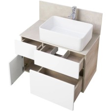 Комплект мебели дуб эндгрейн/белый матовый 80 см Акватон Мишель 1A244501MIX40 + 1A253203MIX40 + 732700B000 + 1A253902MIX40 + 1A244303MIX40