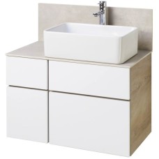 Комплект мебели дуб эндгрейн/белый матовый 80 см Акватон Мишель 1A244501MIX40 + 1A253203MIX40 + 732700B000 + 1A253902MIX40 + 1A244303MIX40