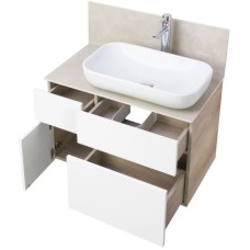 Комплект мебели дуб эндгрейн/белый матовый 80 см Акватон Мишель 1A244501MIX40 + 1A253203MIX40 + 1AX169WBXX000 + 1A253902MIX40 + 1A244303MIX40