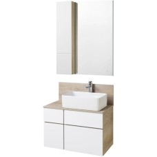 Комплект мебели дуб эндгрейн/белый матовый 80 см Акватон Мишель 1A244501MIX40 + 1A253003MIX40 + 732700B000 + 1A253902MIX40 + 1A244303MIX40