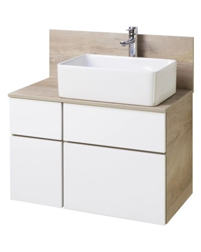 Комплект мебели дуб эндгрейн/белый матовый 80 см Акватон Мишель 1A244501MIX40 + 1A253003MIX40 + 732700B000 + 1A253902MIX40 + 1A244303MIX40