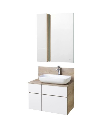 Комплект мебели дуб эндгрейн/белый матовый 80 см Акватон Мишель 1A244501MIX40 + 1A253003MIX40 + 1AX169WBXX000 + 1A253902MIX40 + 1A244303MIX40