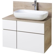 Комплект мебели дуб эндгрейн/белый матовый 80 см Акватон Мишель 1A244501MIX40 + 1A253003MIX40 + 1AX169WBXX000 + 1A253902MIX40 + 1A244303MIX40