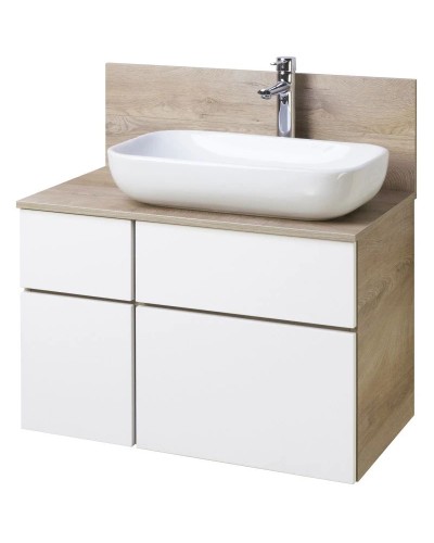 Комплект мебели дуб эндгрейн/белый матовый 80 см Акватон Мишель 1A244501MIX40 + 1A253003MIX40 + 1AX169WBXX000 + 1A253902MIX40 + 1A244303MIX40