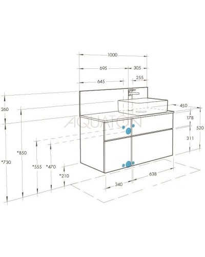 Комплект мебели дуб рустикальный/фьорд 100 см Акватон Мишель 1A256901MIX30 + 1A256703MIDR0 + 1AX169WBXX000 + 1A253902MIX40 + 1A244203MIX30