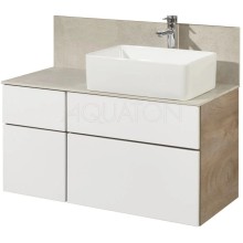 Комплект мебели дуб эндгрейн/белый матовый 100 см Акватон Мишель 1A244101MIX40 + 732700B000 +  1A253303MIX40 + 1A253902MIX40 + 1A244203MIX40