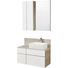 Комплект мебели дуб эндгрейн/белый матовый 100 см Акватон Мишель 1A244101MIX40 + 732700B000 +  1A253303MIX40 + 1A253902MIX40 + 1A244203MIX40