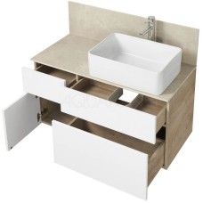 Комплект мебели дуб эндгрейн/белый матовый 100 см Акватон Мишель 1A244101MIX40 + 732700B000 +  1A253303MIX40 + 1A253902MIX40 + 1A244203MIX40