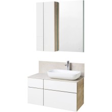 Комплект мебели дуб эндгрейн/белый матовый 100 см Акватон Мишель 1A244101MIX40 + 1A253303MIX40 + 1AX169WBXX000 + 1A253902MIX40 + 1A244203MIX40