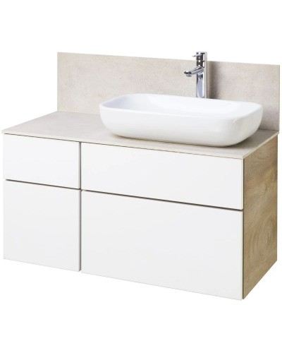 Комплект мебели дуб эндгрейн/белый матовый 100 см Акватон Мишель 1A244101MIX40 + 1A253303MIX40 + 1AX169WBXX000 + 1A253902MIX40 + 1A244203MIX40